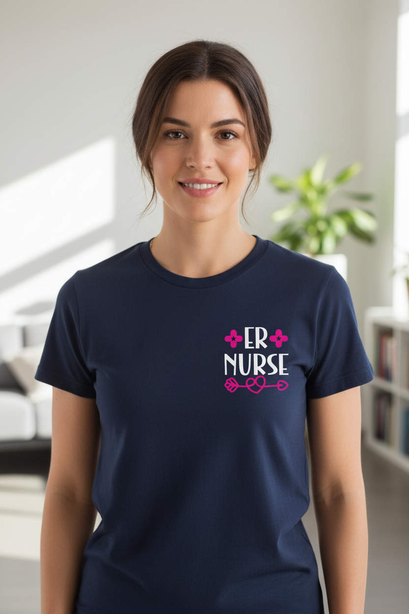 Front on Woman - Navy Blue T-Shirt