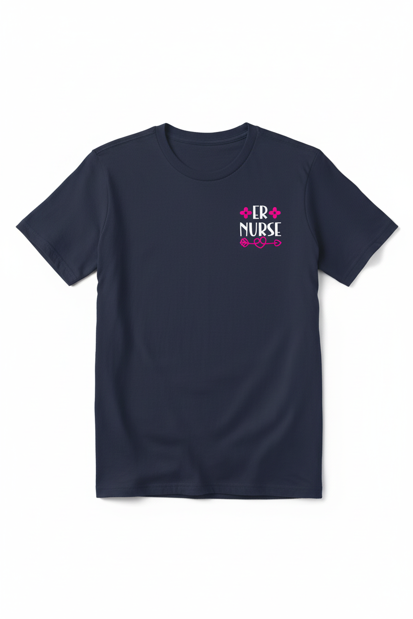 Small Left Chest Logo on Navy Blue T-Shirt
